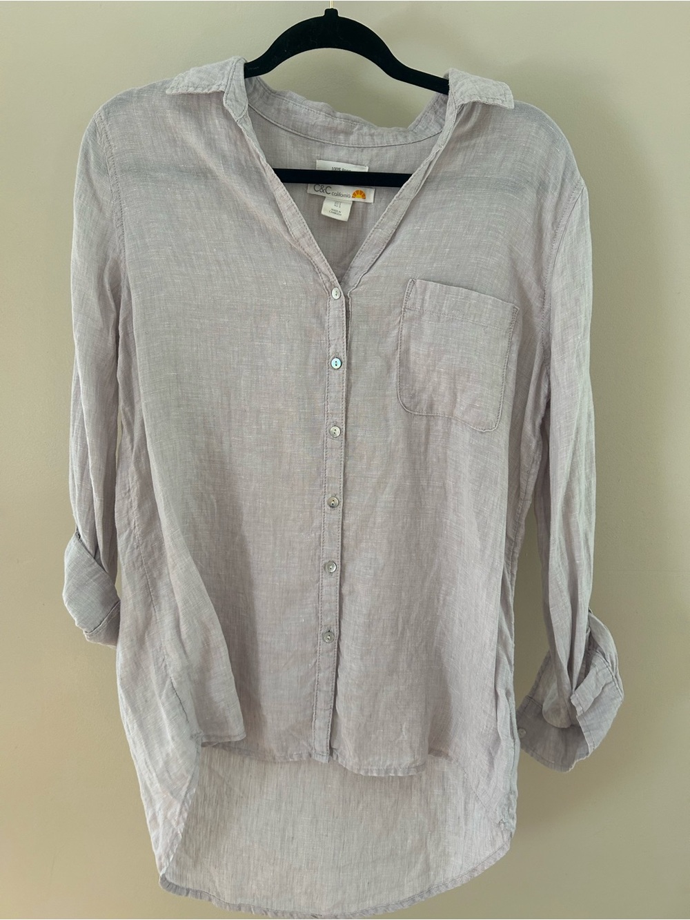 C&C California Light Lavender Button-Up Linen Shirt